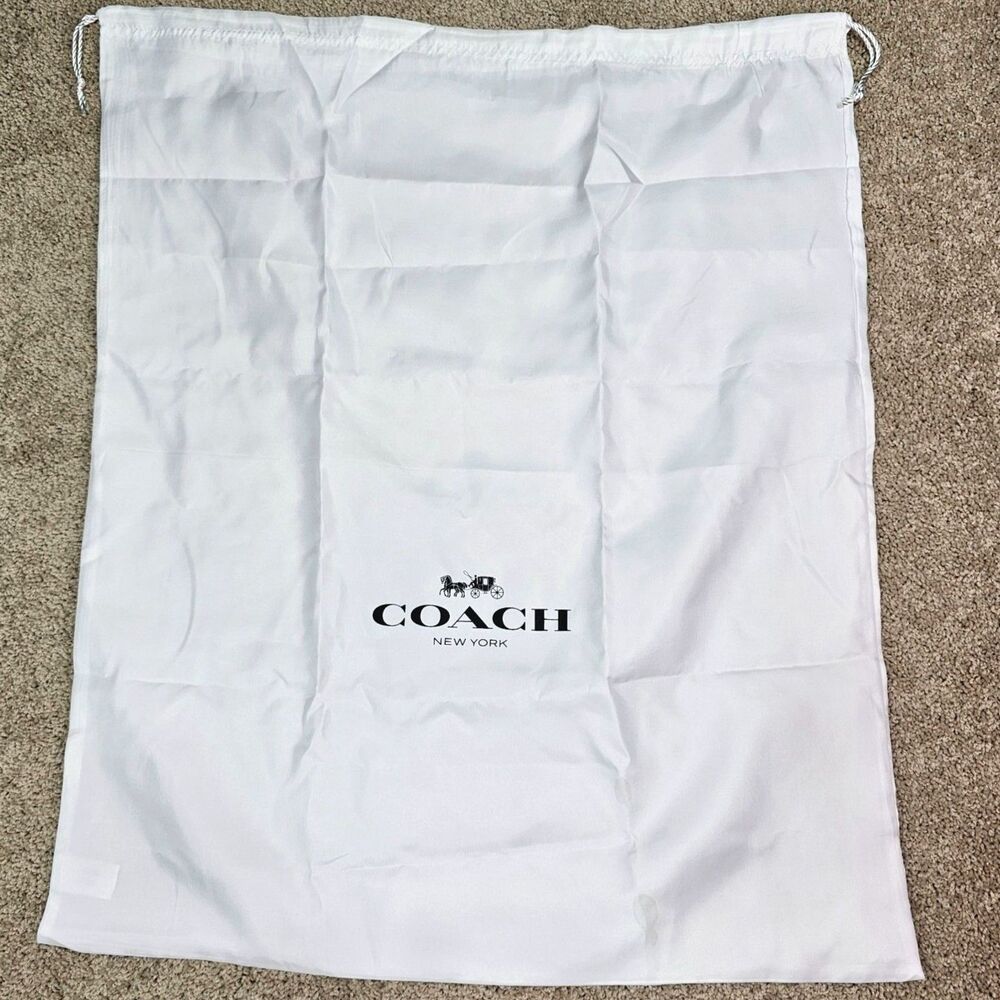 Coach New York Large Dust Bag White 24x29 Drawstring Handbag Storage Logo